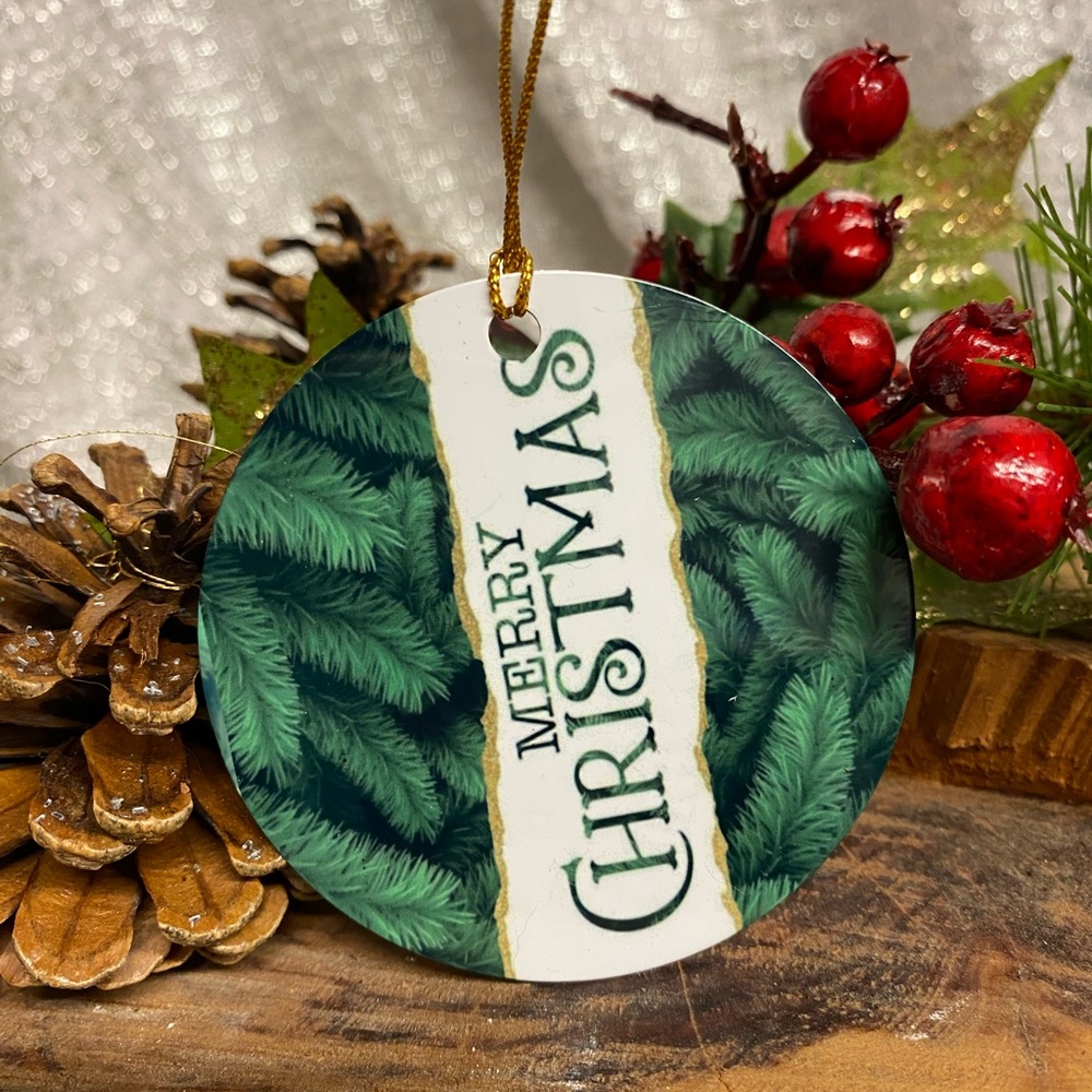 Green round metal ornament